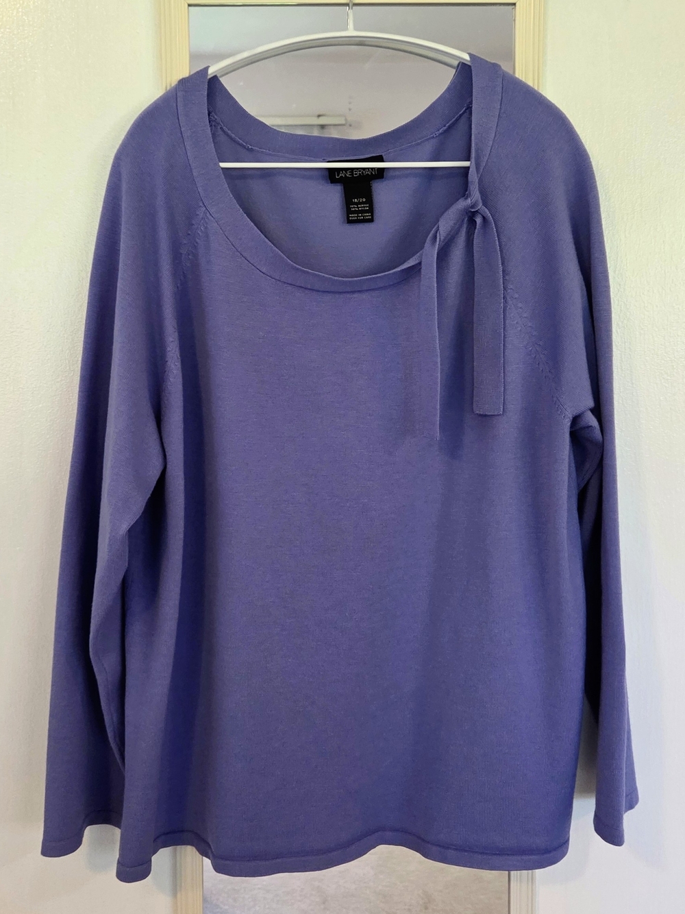 Lane Bryant Women’s 2X Lavender Tie Neck Long Sleeve Knit Top